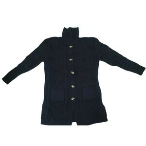 Misell Women Knit Cardigan Long Sleeves Sweater Navy Color Size Large